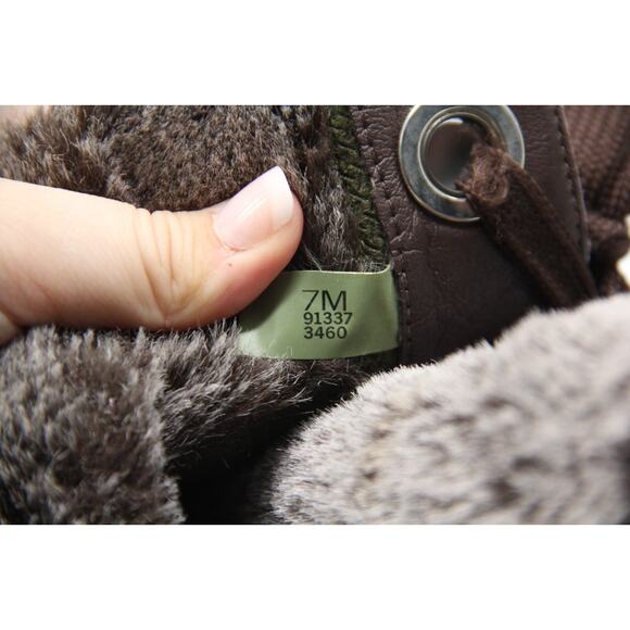 Timberland Knee High Boots Womens Size 7 Brown Suede Fur Lace Up Tall Winter - Picture 7 of 7